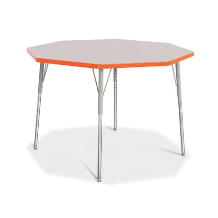 Jonti-Craft Berries Octagon Activity Table, 48 in. x 48 in., A-height, Freckled Gray/Orange/Gray 6428JCA114